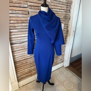 Custom Pinup Dress w Matching Cape in Royal Blue